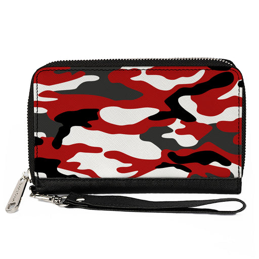 Women's PU Zip Around Wallet Rectangle - Camo Red Black Gray White Clutch Zip Around Wallets Buckle-Down   