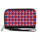 PU Zip Around Wallet Rectangle - Smiley Sad Face Checker Red/White/Blue Clutch Zip Around Wallets Buckle-Down   