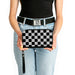 PU Zip Around Wallet Rectangle - Smiley Sad Face Checker Black/White Clutch Zip Around Wallets Buckle-Down   
