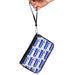 PU Zip Around Wallet Rectangle - SAUCE Baseball Script White/Blue Clutch Zip Around Wallets Buckle-Down   