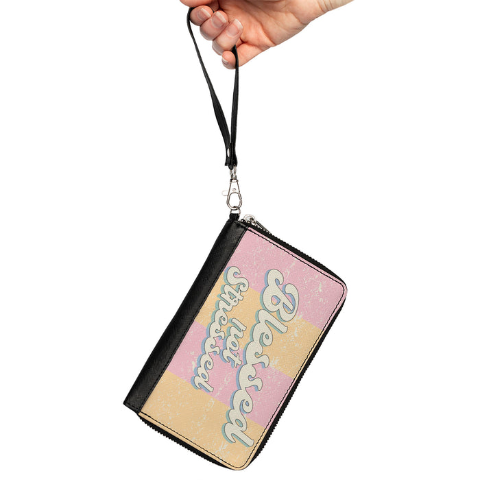 PU Zip Around Wallet Rectangle - BLESSED NOT STRESSED Quote Stripe Orange Pink White Clutch Zip Around Wallets Buckle-Down   