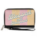 PU Zip Around Wallet Rectangle - BLESSED NOT STRESSED Quote Stripe Orange Pink White Clutch Zip Around Wallets Buckle-Down   