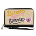 PU Zip Around Wallet Rectangle - BLESSED NOT STRESSED Quote Fleur-de-Lis Beige Multi Color Clutch Zip Around Wallets Buckle-Down   