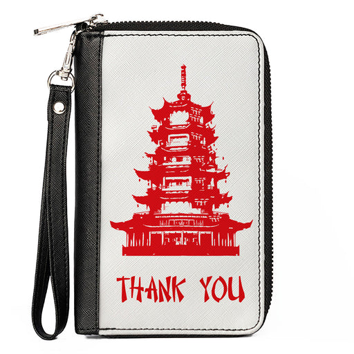 Women's PU Zip Around Wallet Rectangle - Chinese Take Out THANK YOU White Red Clutch Zip Around Wallets Buckle-Down   