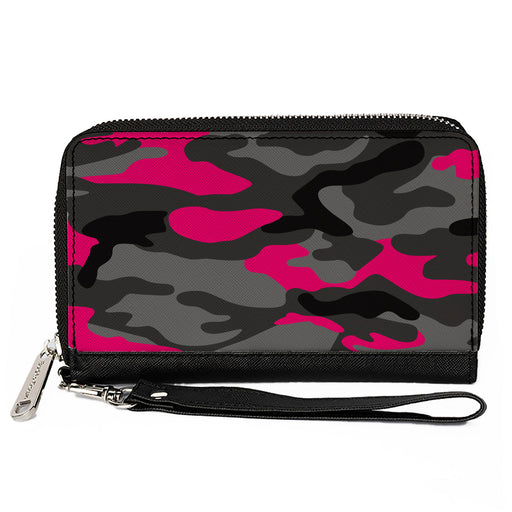 Women's PU Zip Around Wallet Rectangle - Camo Grays Pink Clutch Zip Around Wallets Buckle-Down   