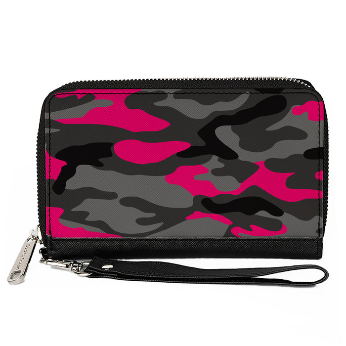 Women's PU Zip Around Wallet Rectangle - Camo Grays Pink Clutch Zip Around Wallets Buckle-Down   