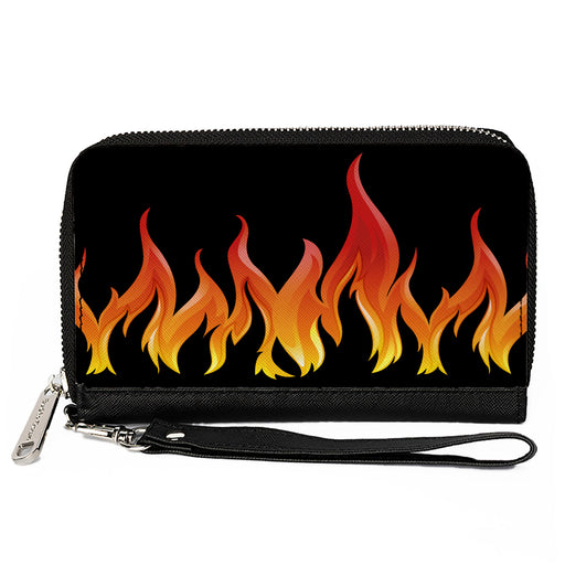 PU Zip Around Wallet Rectangle - Flames Black/Reds/Orange/Yellows Clutch Zip Around Wallets Buckle-Down   