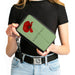 Women's PU Zip Around Wallet Rectangle - Poppy Flower WILD FLOWER Green Reds Clutch Zip Around Wallets Buckle-Down   