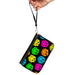 PU Zip Around Wallet Rectangle - Smiley Face Melted Repeat Black Multi Neon Clutch Zip Around Wallets Buckle-Down   