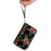 PU Zip Around Wallet Rectangle - Tropical Flora Black/Greens/Reds Clutch Zip Around Wallets Buckle-Down   