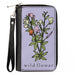 Women's PU Zip Around Wallet Rectangle - WILD FLOWER Floral Bouquet Lavender Clutch Zip Around Wallets Buckle-Down   