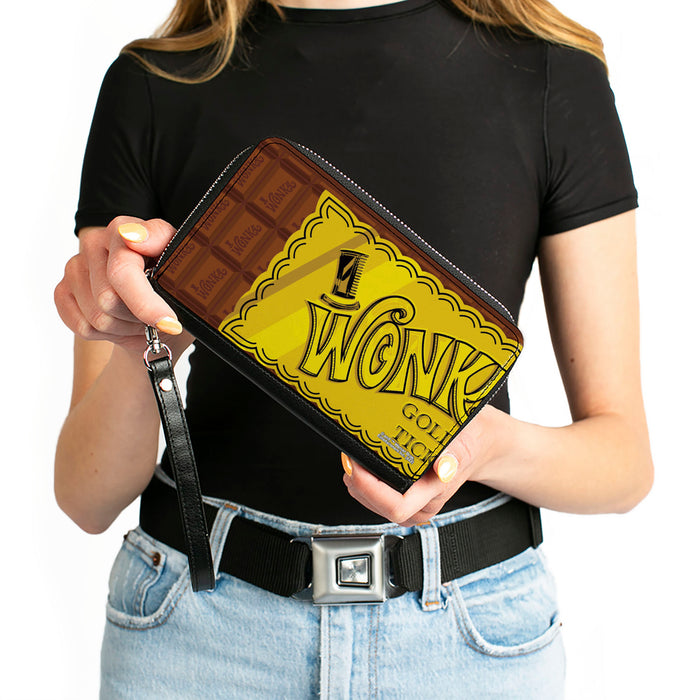 PU Zip Around Wallet Rectangle - Willy Wonka and the Chocolate Factory Golden Ticket Wonka Bar Clutch Zip Around Wallets Warner Bros. Movies   