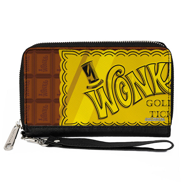 PU Zip Around Wallet Rectangle - Willy Wonka and the Chocolate Factory Golden Ticket Wonka Bar Clutch Zip Around Wallets Warner Bros. Movies   