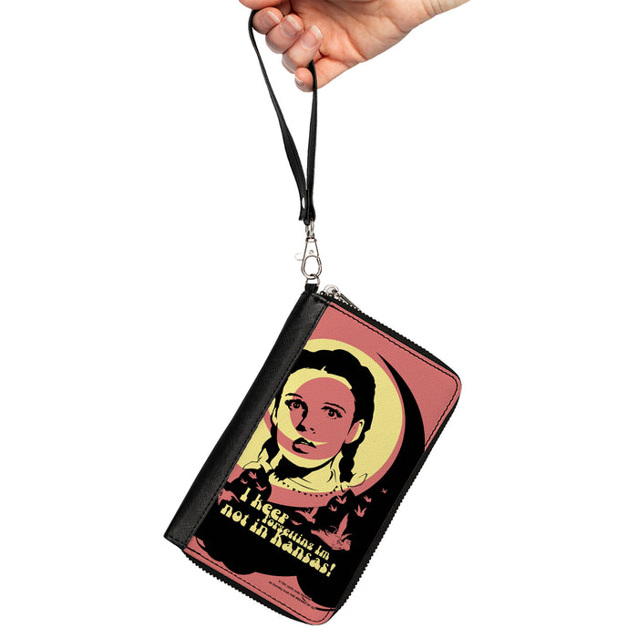 PU Zip Around Wallet Rectangle - The Wizard of Oz Dorothy and Flying Monkeys NOT IN KANSAS Quote Black/Yellow/Pink Clutch Zip Around Wallets Warner Bros. Movies   