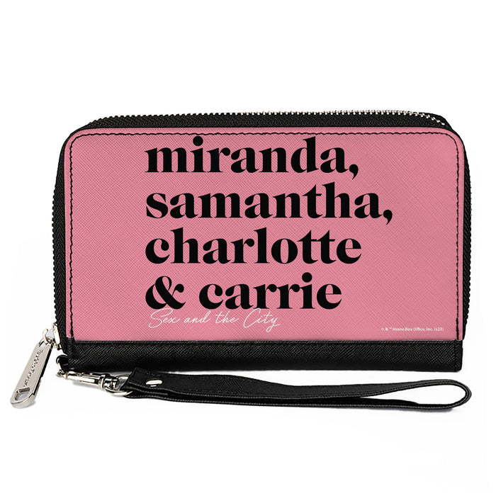 PU Zip Around Wallet Rectangle - Sex and the City Names Stacked Pink/Black/White Clutch Zip Around Wallets Home Box Office   