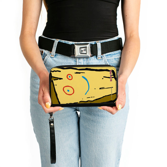 PU Zip Around Wallet Rectangle - Ed Edd n Eddy Plank Smiling Face CLOSE-UP Yellow Clutch Zip Around Wallets Warner Bros. Animation   