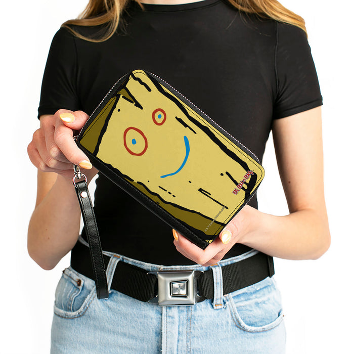 PU Zip Around Wallet Rectangle - Ed Edd n Eddy Plank Smiling Face CLOSE-UP Yellow Clutch Zip Around Wallets Warner Bros. Animation   