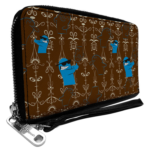 PU Zip Around Wallet Rectangle - Foster's Home for Imaginary Friends Bloo Poses Black/White Clutch Zip Around Wallets Warner Bros. Animation   