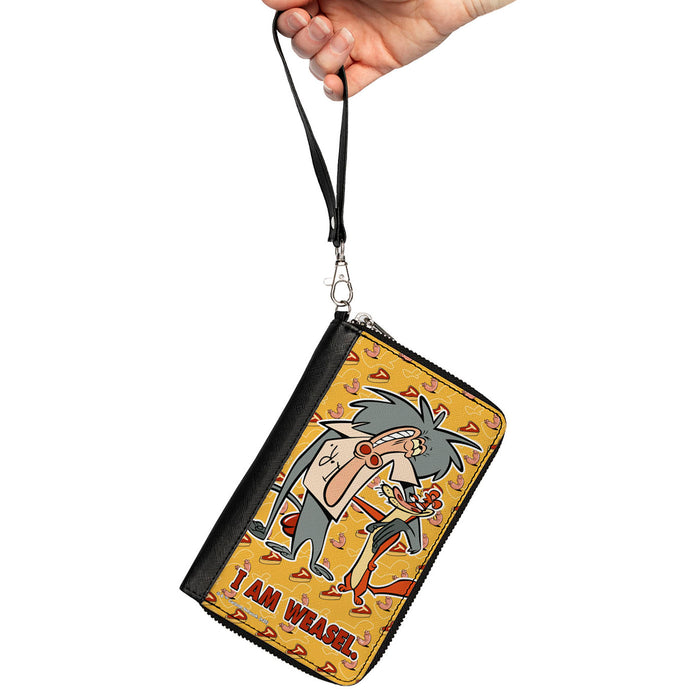 PU Zip Around Wallet Rectangle - I AM WEASEL IR Baboon and IM Weasel Pose and Title Logo Yellows Clutch Zip Around Wallets Warner Bros. Animation   