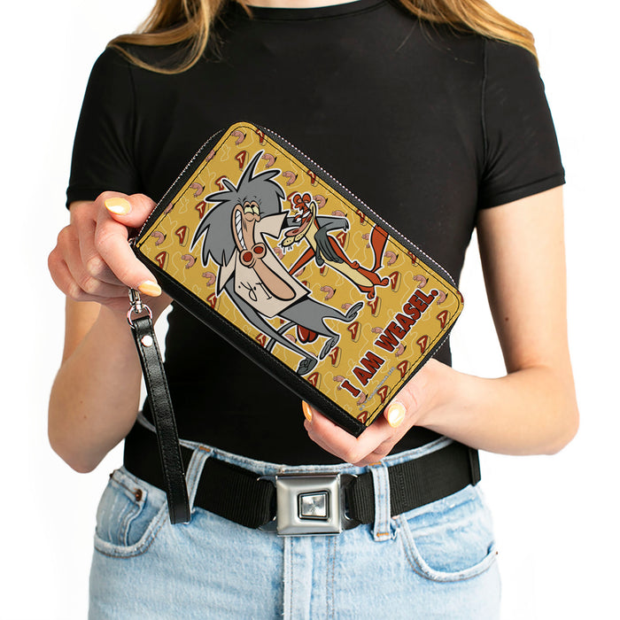 PU Zip Around Wallet Rectangle - I AM WEASEL IR Baboon and IM Weasel Pose and Title Logo Yellows Clutch Zip Around Wallets Warner Bros. Animation   