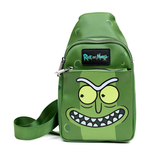 Rick and Morty Bag, Sling, Rick and Morty Pickle Rick Expression Greens, Bounding, Vegan Leather Crossbody Bags Rick and Morty   