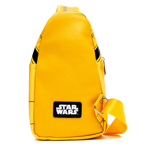 Star Wars Vegan Leather Crossbody Sling Bag with Adjustable Straps, C-3PO, Bounding, Yellow Crossbody Bags Star Wars   