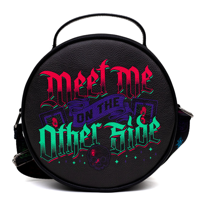 Disney Bag, Cross Body, Round, Dr Facilier Meet Me on the Other Side Spell Pose, Black, Vegan Leather Crossbody Bags Disney   