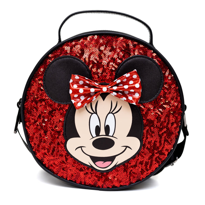 Disney Bag, Cross Body, Round, Minnie Mouse Smiling Face and Bow Appli —  Buckle-Down