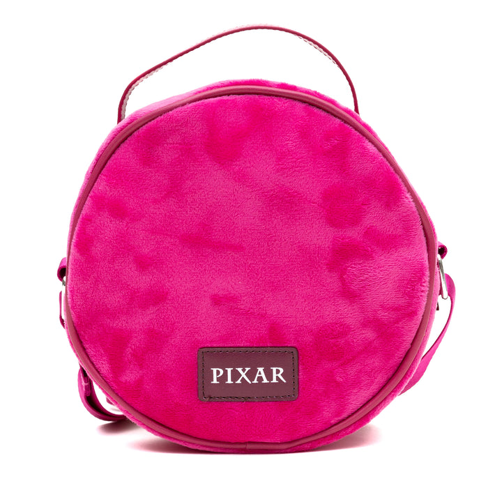 Disney Vegan Leather Round Crossbody Bag with Adjustable Straps, Pixar, Toy Story Lotso Face Character Close Up Furry, Dark Pink Crossbody Bags Disney   