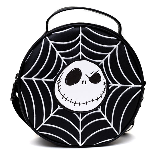 Disney Bag, Cross Body, Round, The Nightmare Before Christmas Jack Face with Spider Web, Vegan Leather Crossbody Bags Disney   