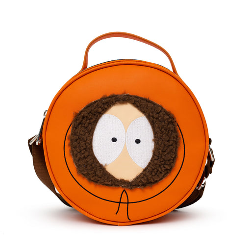 Comedy Central Bag, Cross Body, Round, South Park Kenny Face Close Up with Fur and Embroidery, Orange, Vegan Leather Crossbody Bags Comedy Central   