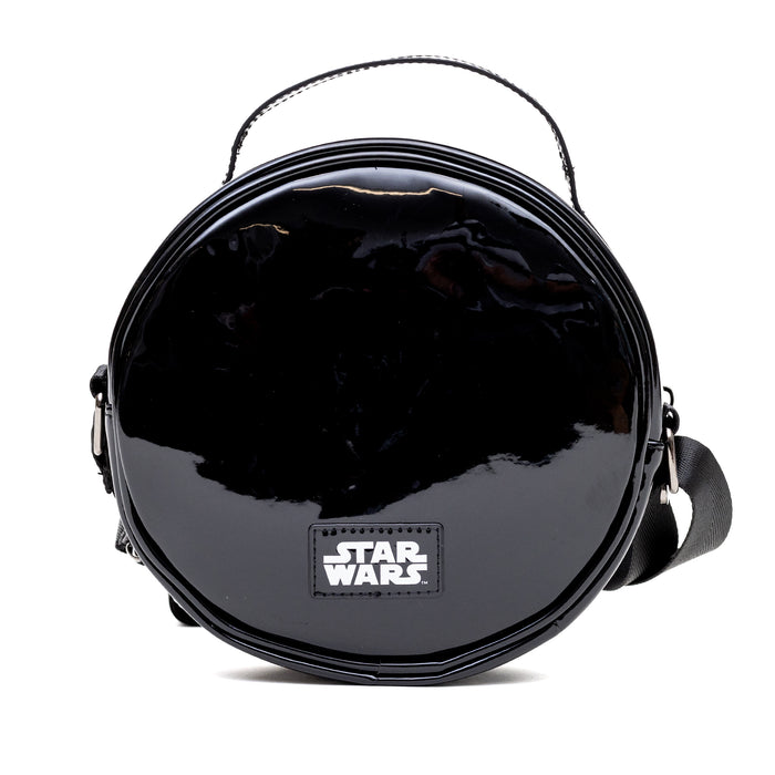 Star Wars Vegan Leather Round Crossbody Bag with Adjustable Straps, Galactic Empire Imperial Insignia Embroidered, Black Crossbody Bags Star Wars   