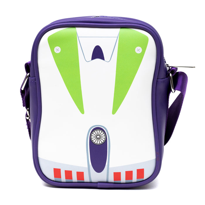 Disney Vegan Leather Cross Body Backpack for Men and Women with Adjustable Strap, Toy Story Buzz Lightyear Character Close Up Purple Crossbody Bags Disney   