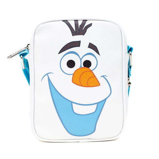 Disney Bag, Cross Body, Frozen, Olaf Smiling Face Character Close Up White, Vegan Leather Crossbody Bags Disney   