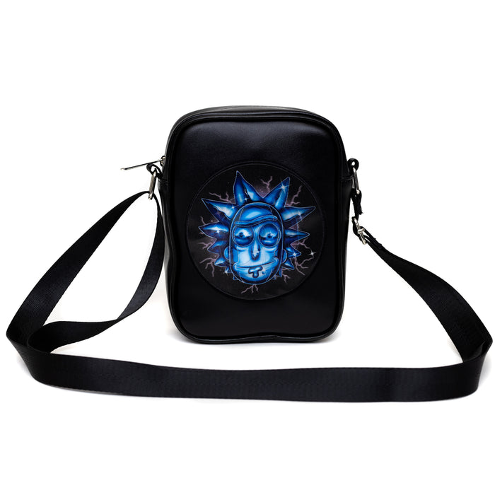Rick and Morty Bag, Cross Body, Rick and Morty Lenticular Face Expression Applique, Vegan Leather Crossbody Bags Rick and Morty   