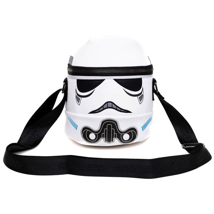 Star Wars Vegan Leather Cross Body Backpack for Men and Women with Adjustable Strap, Figural Stormtrooper Helmet, White Crossbody Bags Star Wars   