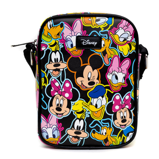 Disney Bag, Cross Body, Rectangle, Disney Mickey and Friends Fab Four  Expressions All Over, White, Vegan Leather