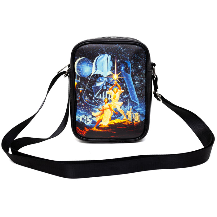 Star Wars Vegan Leather Cross Body Backpack for Men and Women with Adjustable Strap, A New Hope Style A Movie Poster, Black Crossbody Bags Star Wars   