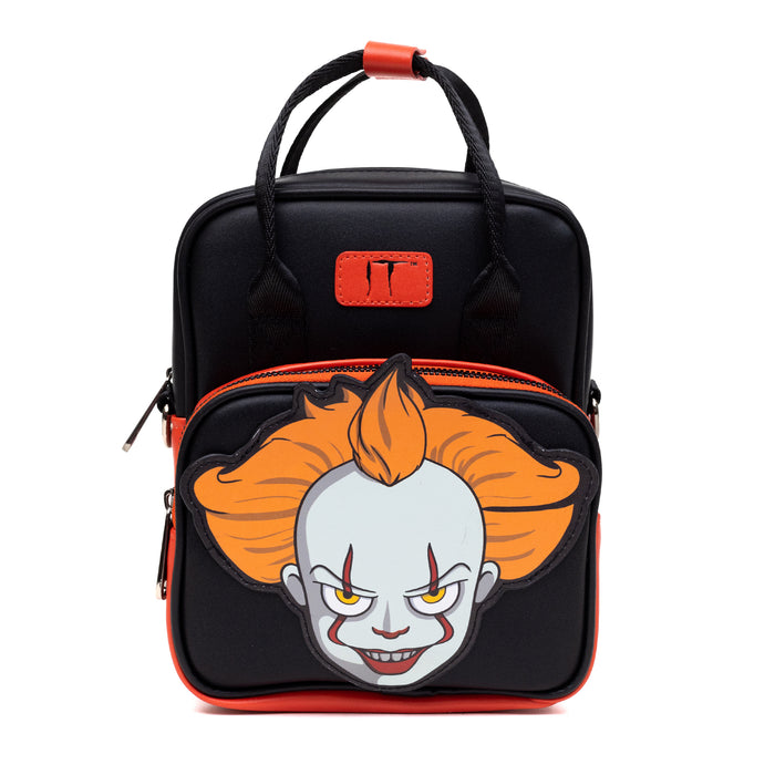 Horror Movies Vegan Leather Cross Body Backpack for Men and Women with Adjustable Strap, It Pennywise Smiling Face Applique Crossbody Bags Warner Bros. Horror Movies   