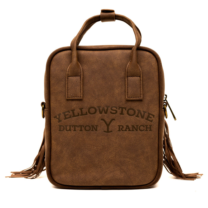 Paramount Network Bag, Cross Body, Yellowstone Dutton Ranch Cowboy Cowhide, Distressed Brown, Vegan Leather Crossbody Bags Yellowstone Show   