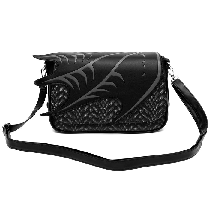 Game of Thrones Bag, Fold Over Cross Body, Game of Thrones The Dragon Awakens Dragon Print Wing Applique, Vegan Leather Crossbody Bags Game of Thrones   