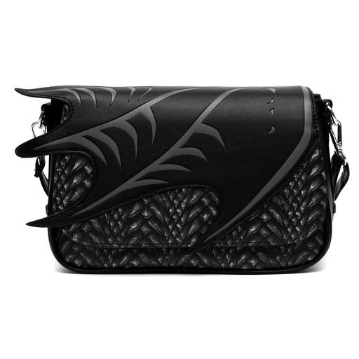 Game of Thrones Bag, Fold Over Cross Body, Game of Thrones The Dragon Awakens Dragon Print Wing Applique, Vegan Leather Crossbody Bags Game of Thrones   