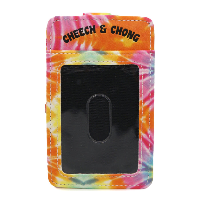 Cheech and Chong Vegan Leather Wallet, ID Card Holder, Faces Multi Color Tie Dy Mini ID Wallets Cheech & Chong   