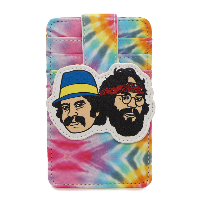 Cheech and Chong Vegan Leather Wallet, ID Card Holder, Faces Multi Color Tie Dy Mini ID Wallets Cheech & Chong   