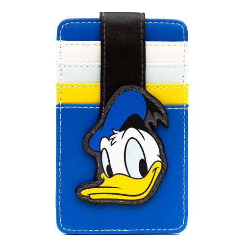 Disney Character Wallet, ID Card Holder, Donald Duck Smiling Face, Blue, Vegan Leather, 3.0" x 5.0" Mini ID Wallets Disney   