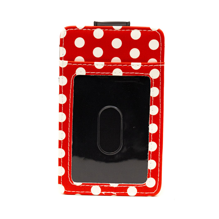 Disney Character Wallet, ID Card Holder, Minnie Mouse Smiling Face, Polka Dot Red White, Vegan Leather, 3.0" x 5.0" Mini ID Wallets Disney   