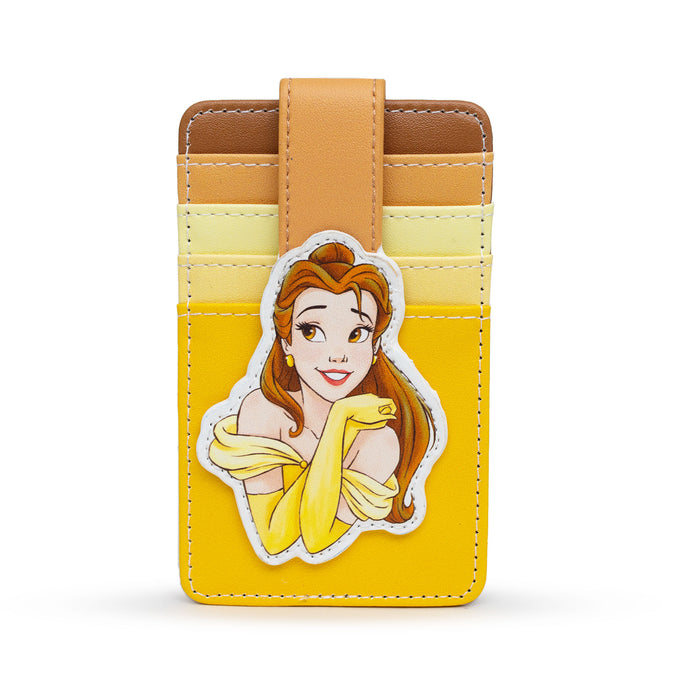 Disney Wallet, Character Wallet ID Card Holder, Beauty and The Beast Belle Pose Yellows, Vegan Leather Mini ID Wallets Disney   