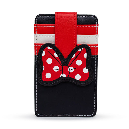 Disney Wallet, Character Wallet ID Card Holder, Minnie Mouse Bow Red Black White, Vegan Leather Mini ID Wallets Disney   