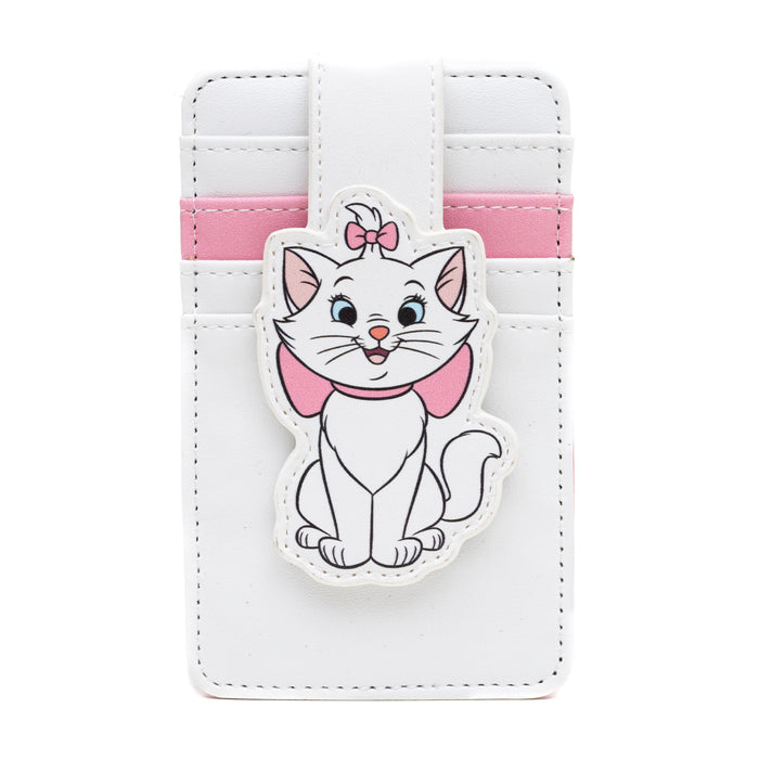 Disney Vegan Leather Wallet, ID Card Holder, Aristocats Marie Pose White Pink, 3.0" x 5.0" Mini ID Wallets Disney   