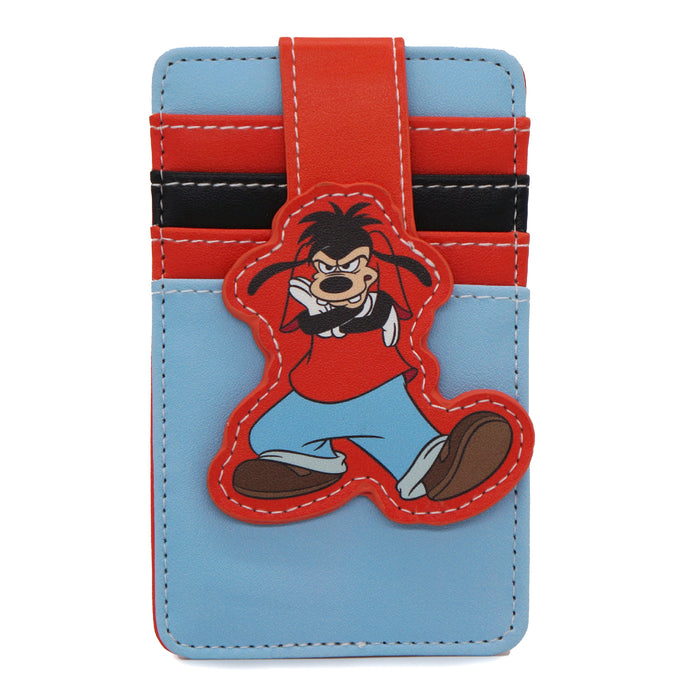 Disney Vegan Leather Wallet, ID Card Holder, Goofy Movie Max Pose Red Blue Black Mini ID Wallets Disney   